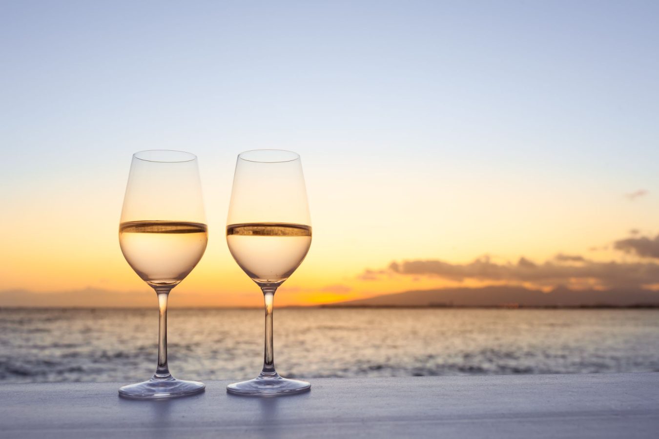 pair of wine glasses on sunset tour in lido key 